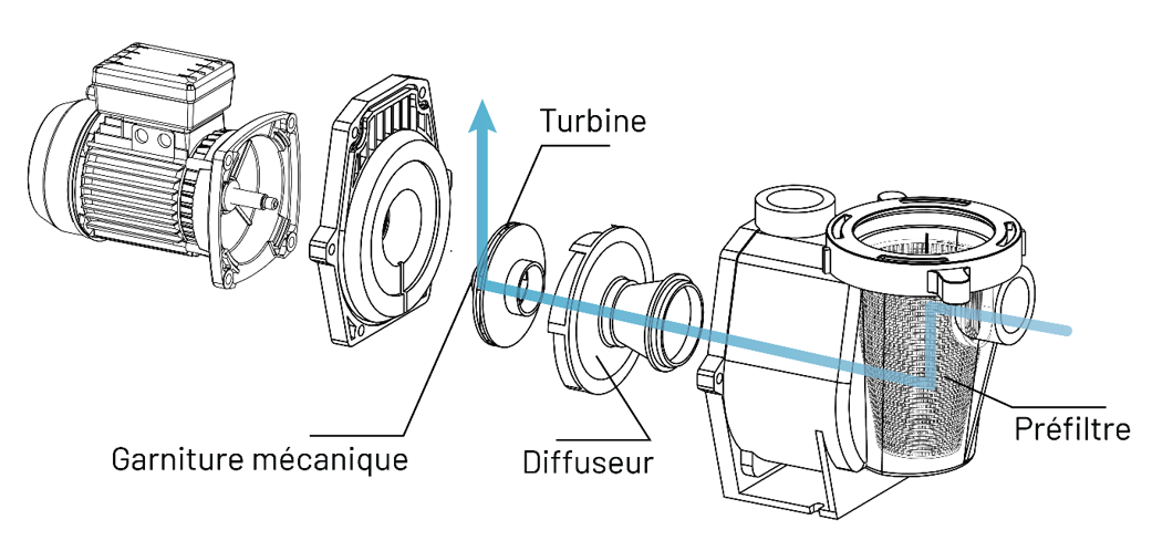 schéma intérieur pompe de piscine